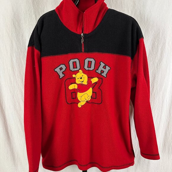 Vintage Winnie the Pooh 1/4 Zip Fleece Pullover Sweatshirt Jacket Adult Medium - Picture 1 of 7
